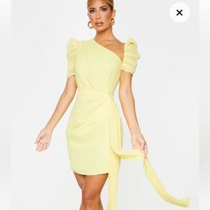 PLT Yellow Chiffon Mini-Dress